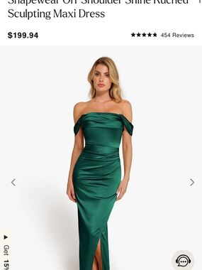 Off-Shoulder Emerald Green Sculpting Maxi Dress by